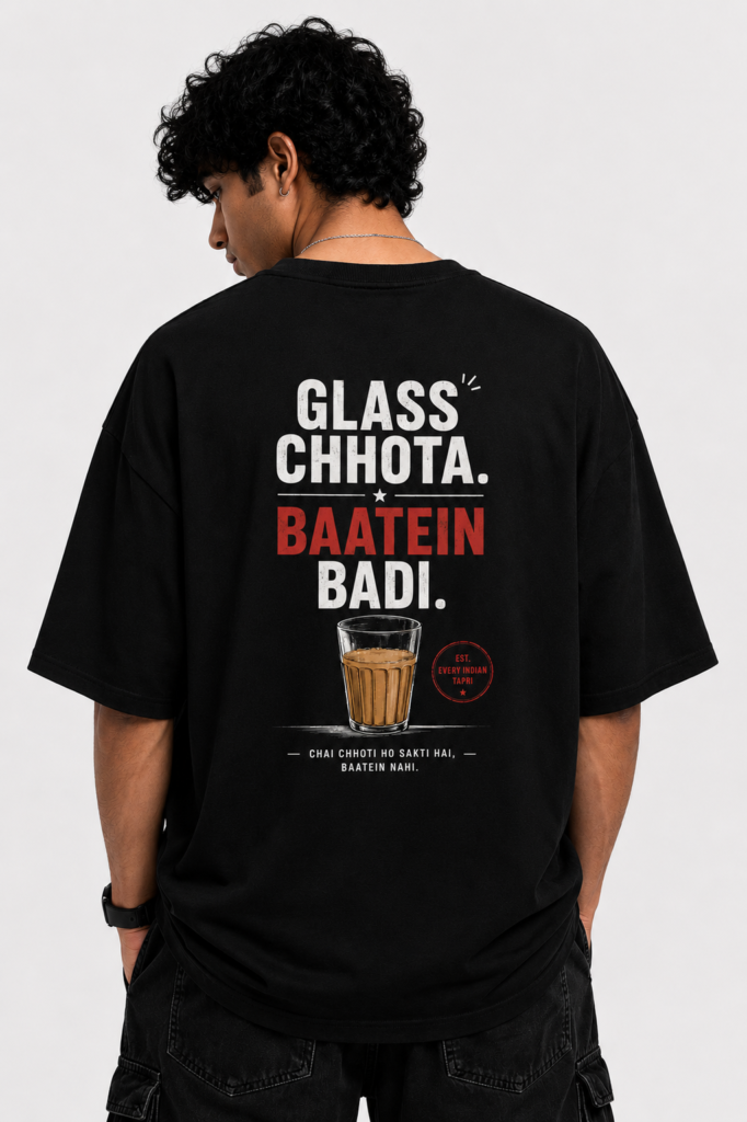 Glass Chhota Oversized T-Shirt — Dhakkan consciousness print
