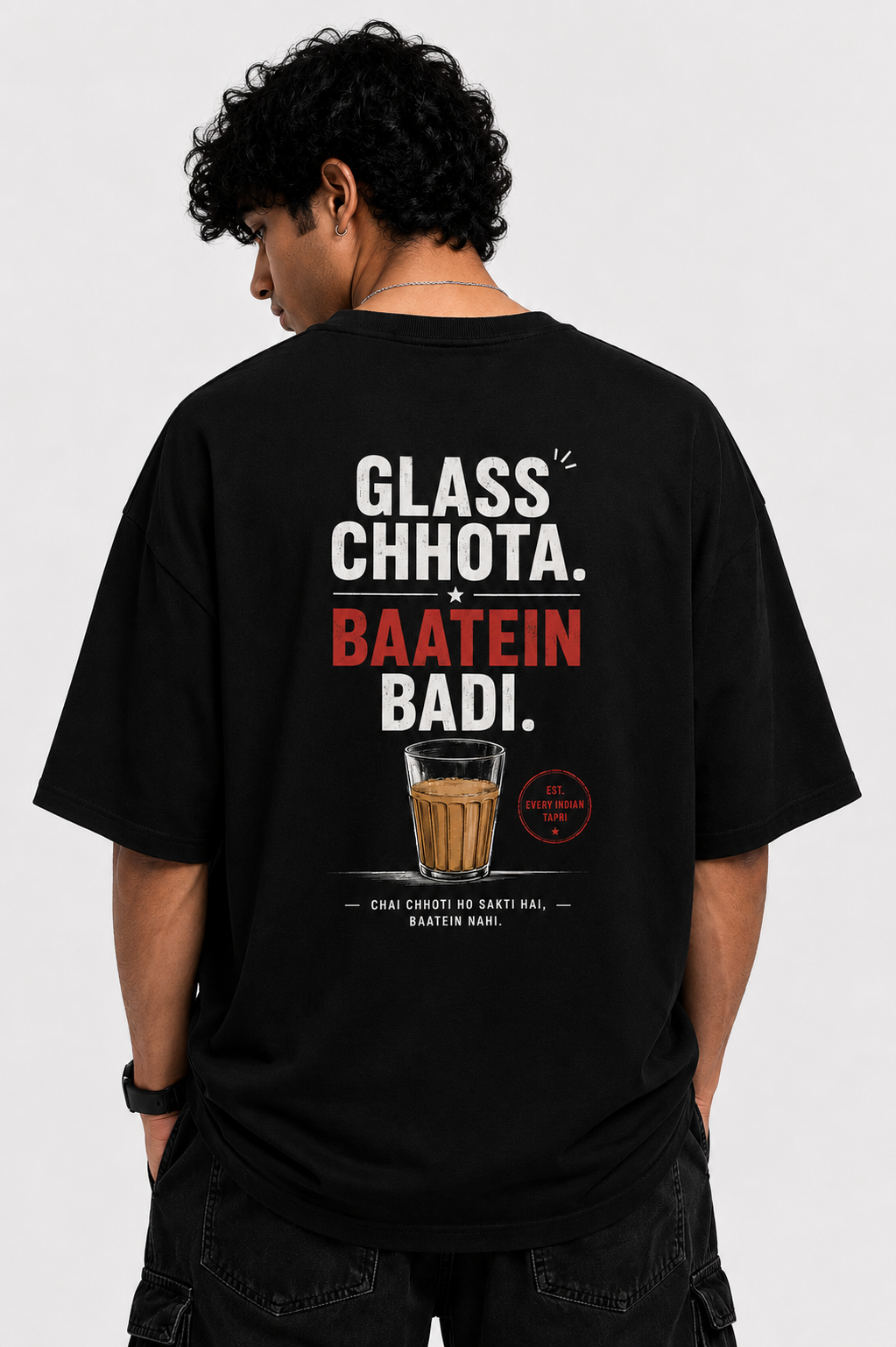 Glass Chhota Oversized T-Shirt — Dhakkan consciousness print