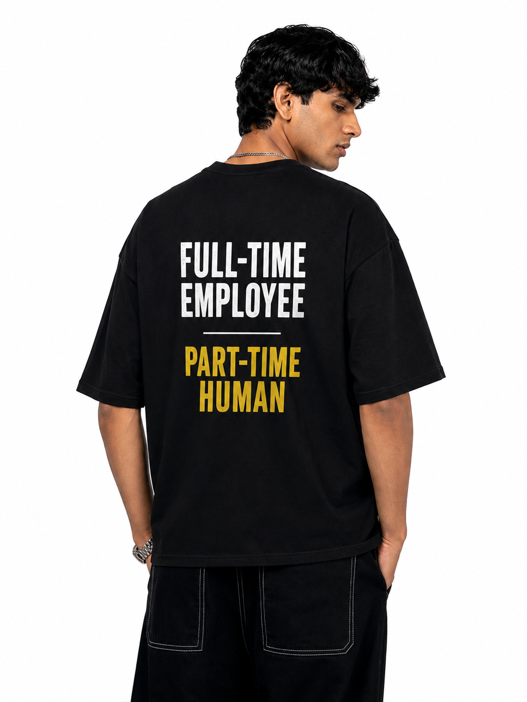 Full-Time Employee Oversized T-Shirt — Dhakkan consciousness print