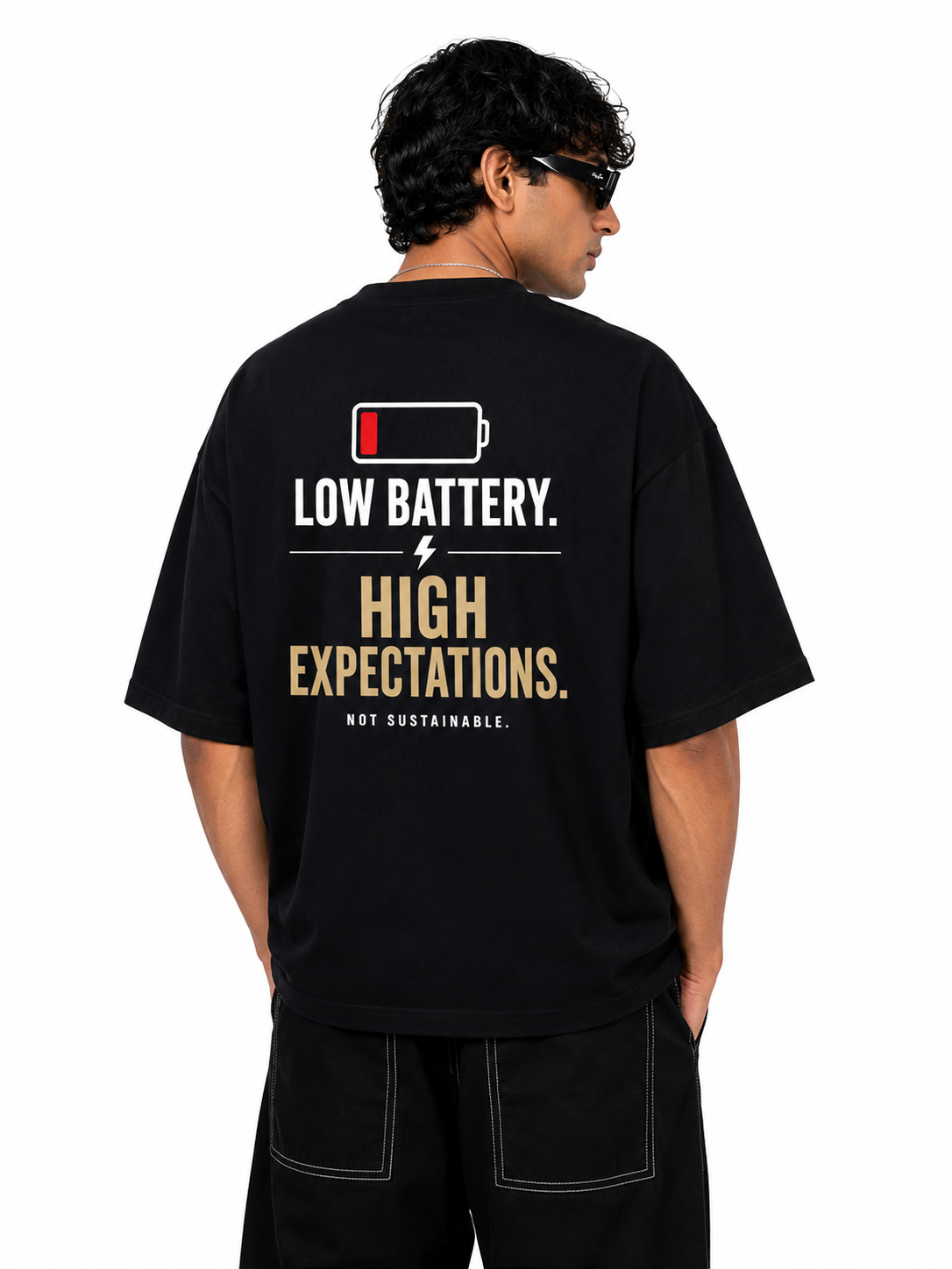 Low Battery Oversized T-Shirt — Dhakkan consciousness print