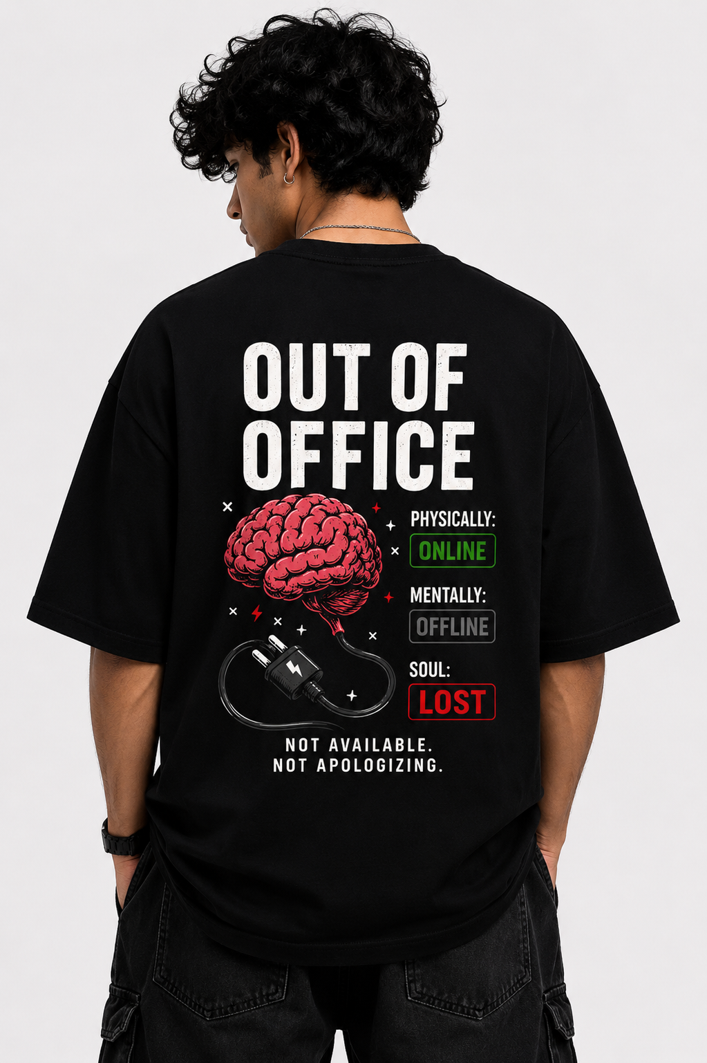 Out of Office Oversized T-Shirt — Dhakkan consciousness print
