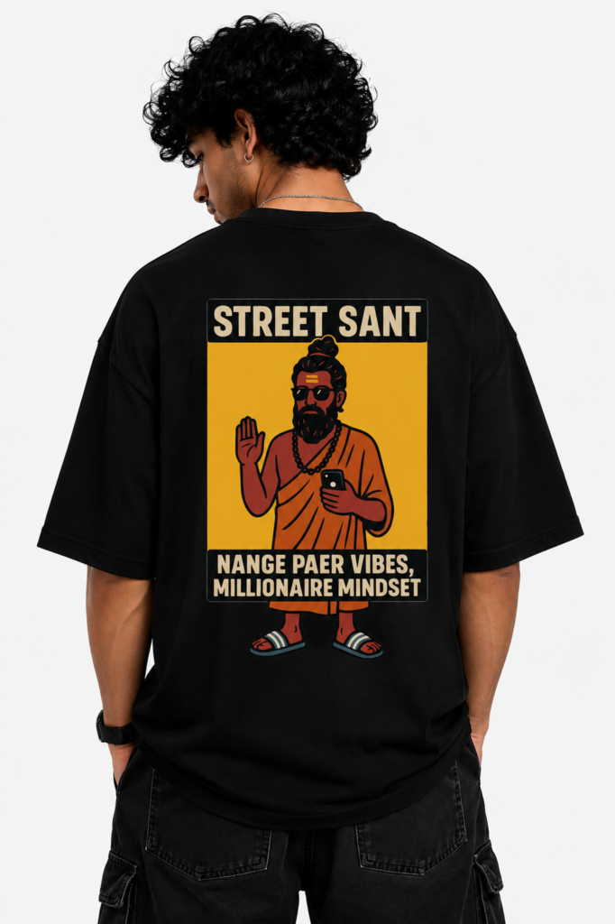 Street Sant Oversized T-Shirt — Dhakkan consciousness print