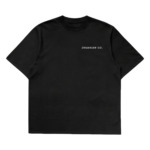 Dhakkan black oversized t-shirt front with wordmark — premium heavyweight cotton streetwear