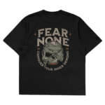 Fear None oversized graphic t-shirt — Dhakkan black heavyweight cotton back print