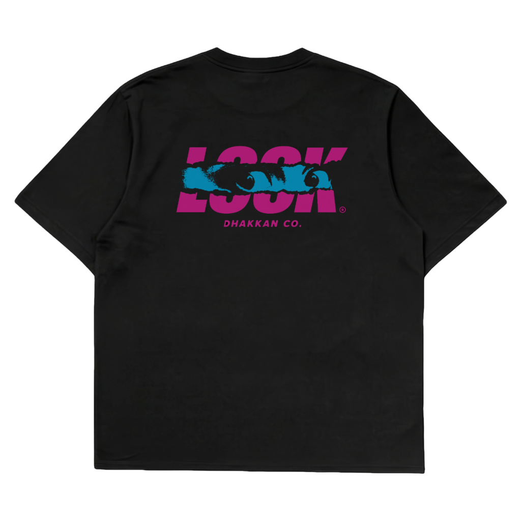 Look oversized graphic t-shirt — Dhakkan black heavyweight cotton back print