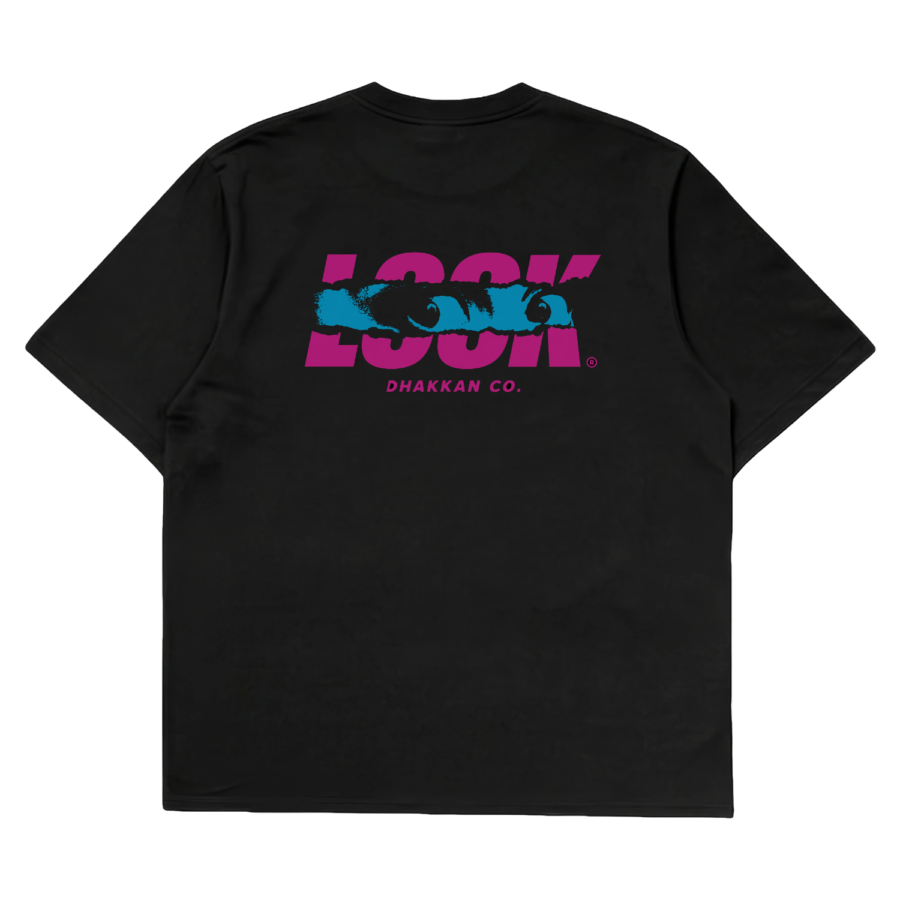 Look oversized graphic t-shirt — Dhakkan black heavyweight cotton back print