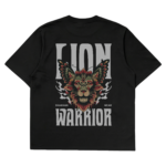 Lion Warrior oversized graphic t-shirt — Dhakkan black heavyweight cotton back print